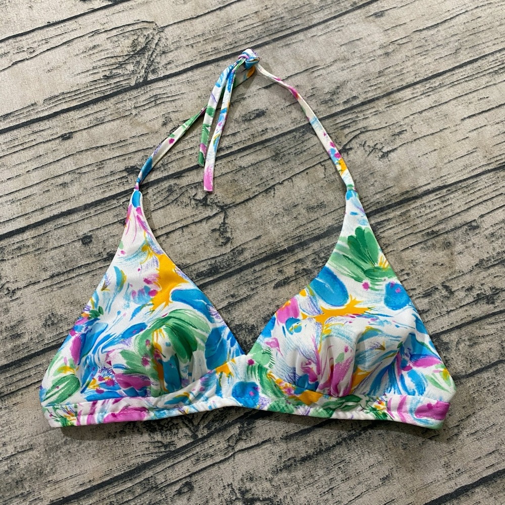 70s Vtg JC Penney Bikini Swim Top Size‎ 14 (Fits XS/S) Hippie Boho Floral